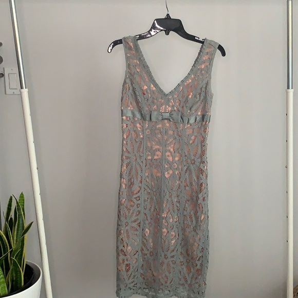 COPY - NWOT  Betsey Johnson Lace Grey & Peach Dress - Picture 1 of 11